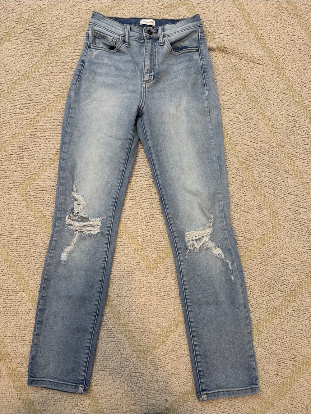Sneak Peek Light Blue Distressed Skinny Jeans